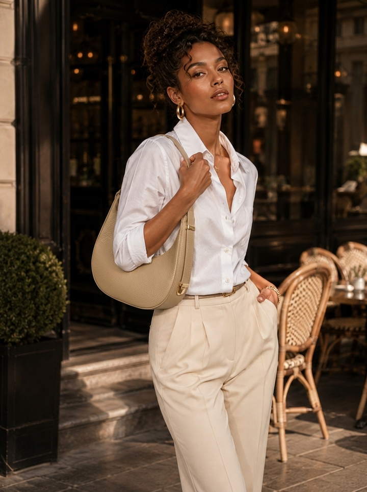 “TUSCANY Collection” MADE IN ITALY Half-Moon Leather Handbag