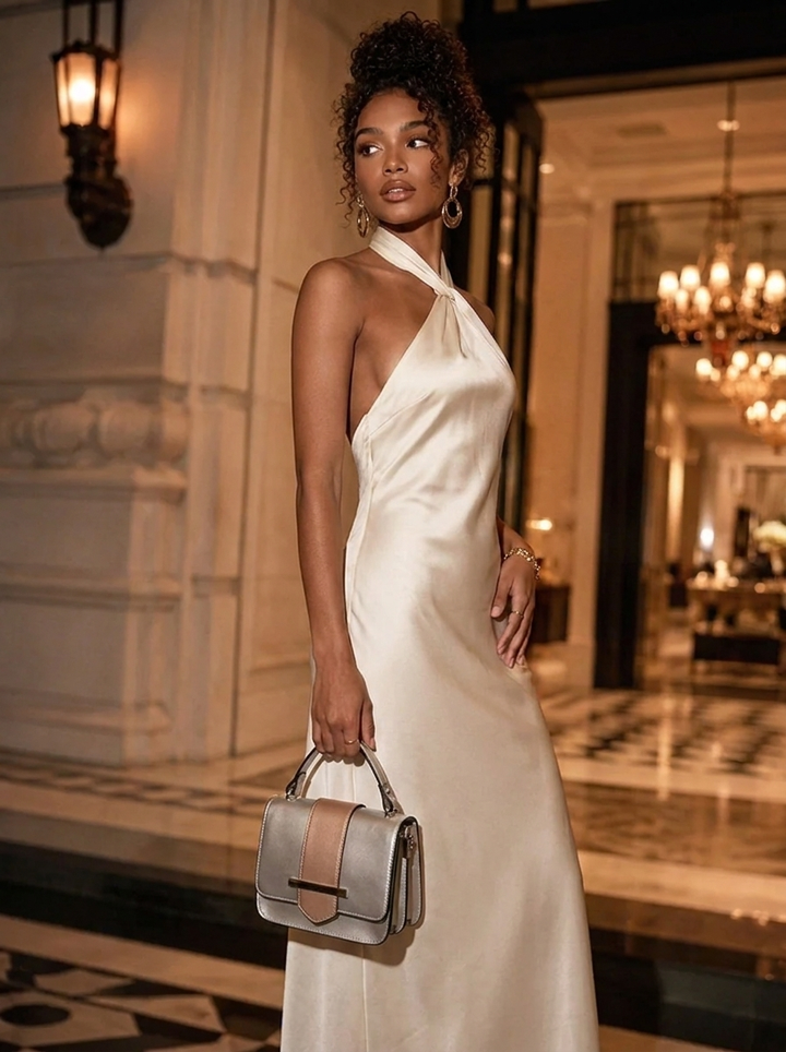 “VALENCIA” MADE IN ITALY Structured Top-Handle Leather Satchel silver