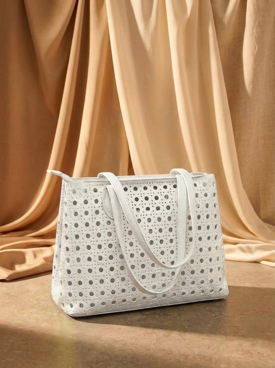 “KNIGHTSBRIDGE COLLECTION” Perforated Shoulder Tote