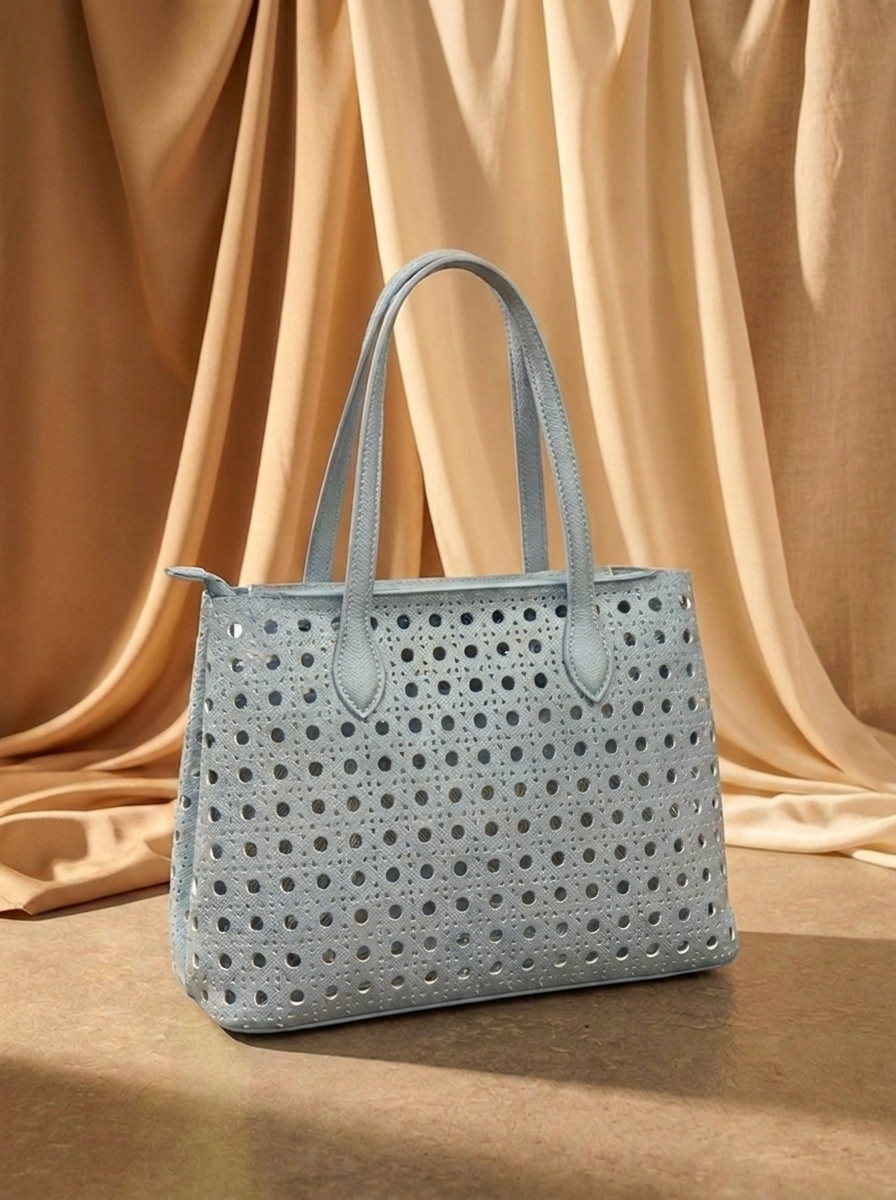 “KNIGHTSBRIDGE COLLECTION” Perforated Shoulder Tote
