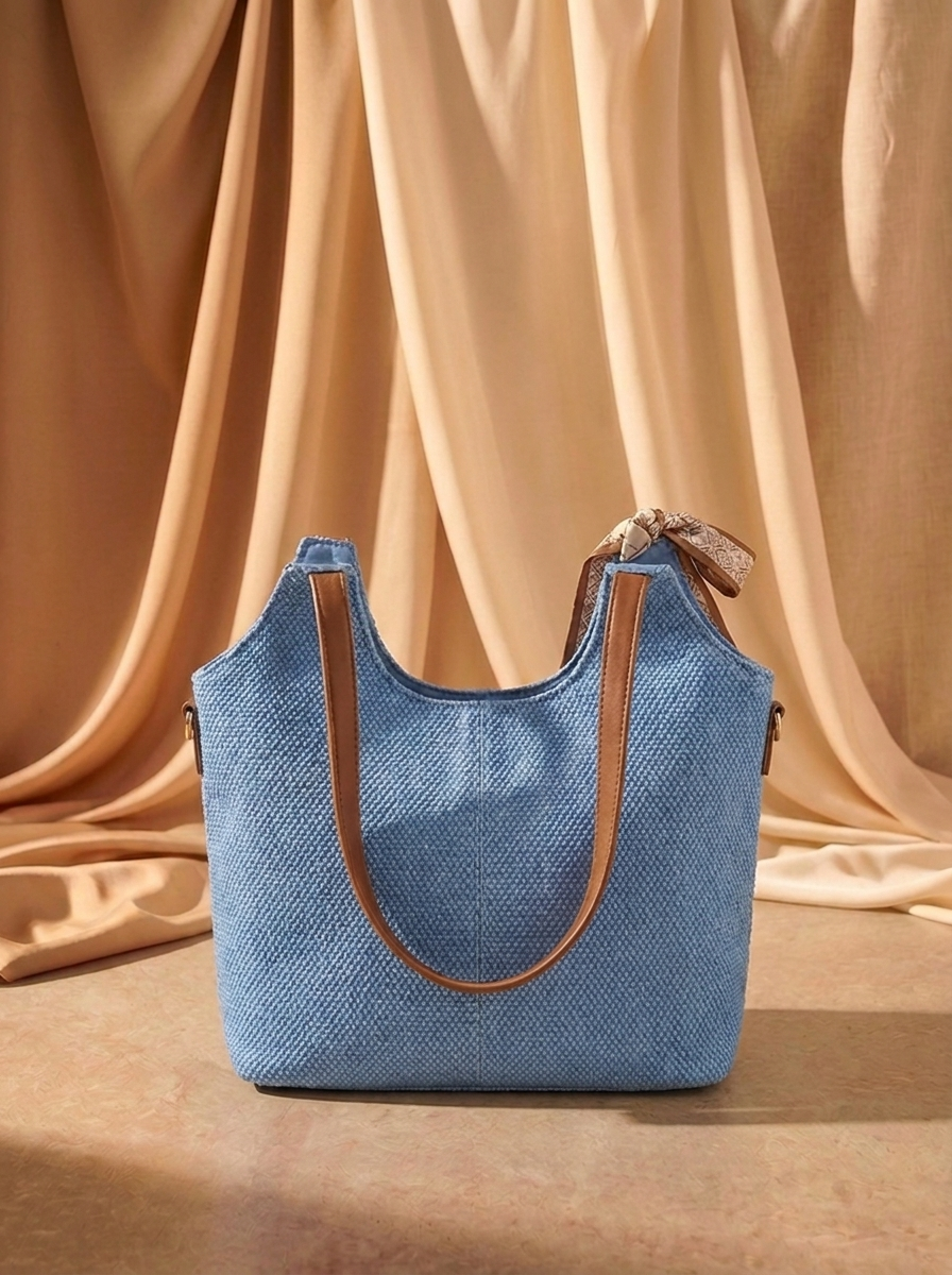 “ST.TROPEZ COLLECTION” Slouchy Hobo Tote BLUE