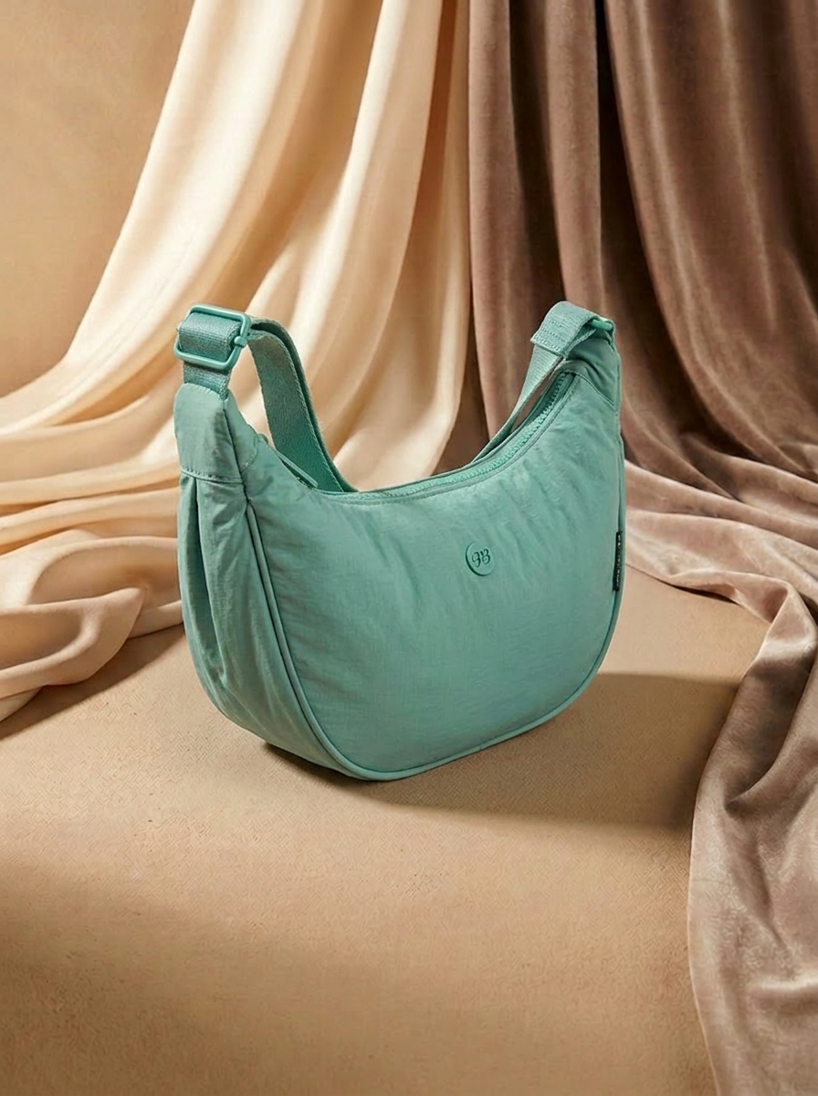 “BAYSWATER COLLECTION” Half Moon Shoulder Canvas Bag mint
