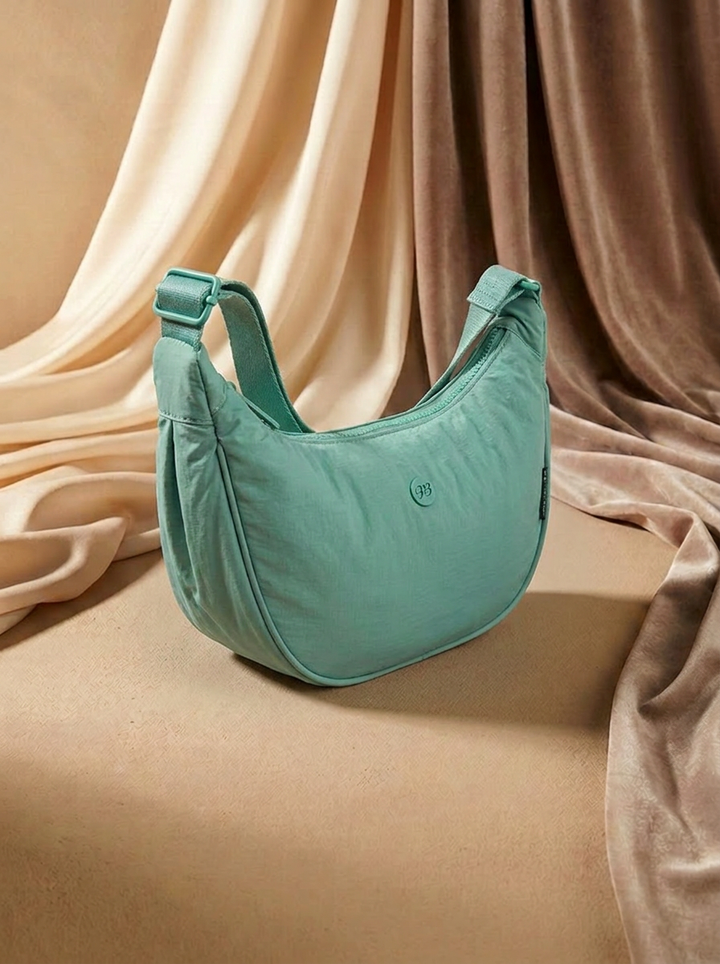 “BAYSWATER COLLECTION” Half Moon Shoulder Canvas Bag mint