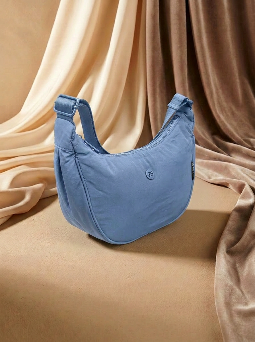 “BAYSWATER COLLECTION” Half Moon Shoulder Canvas Bag denim blue
