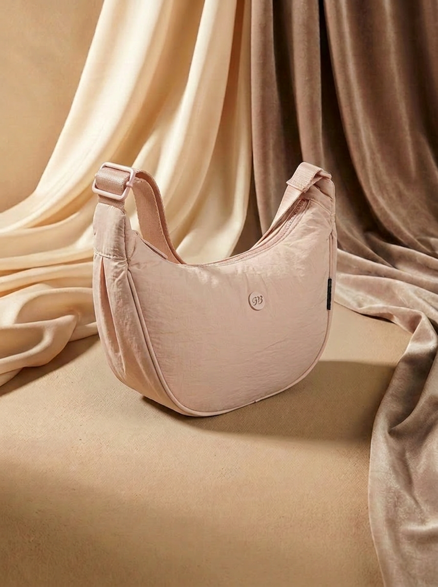 “BAYSWATER COLLECTION” Half Moon Shoulder Canvas Bag blush pink