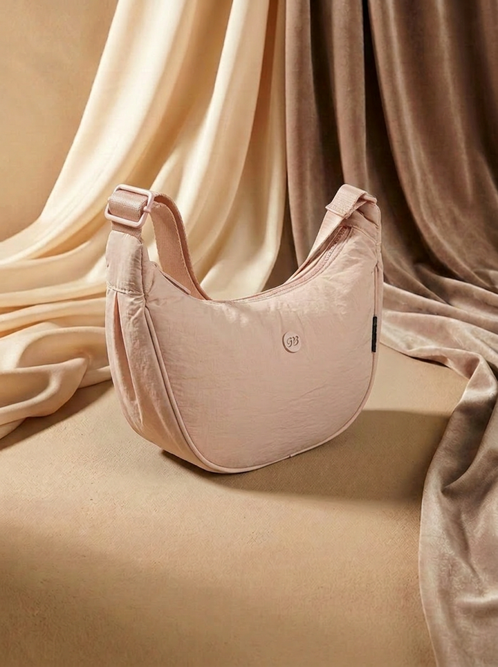 “BAYSWATER COLLECTION” Half Moon Shoulder Canvas Bag blush pink