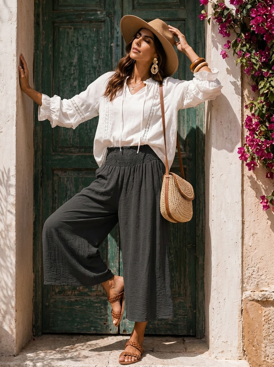 “ALLEGRA” Culottes slate grey