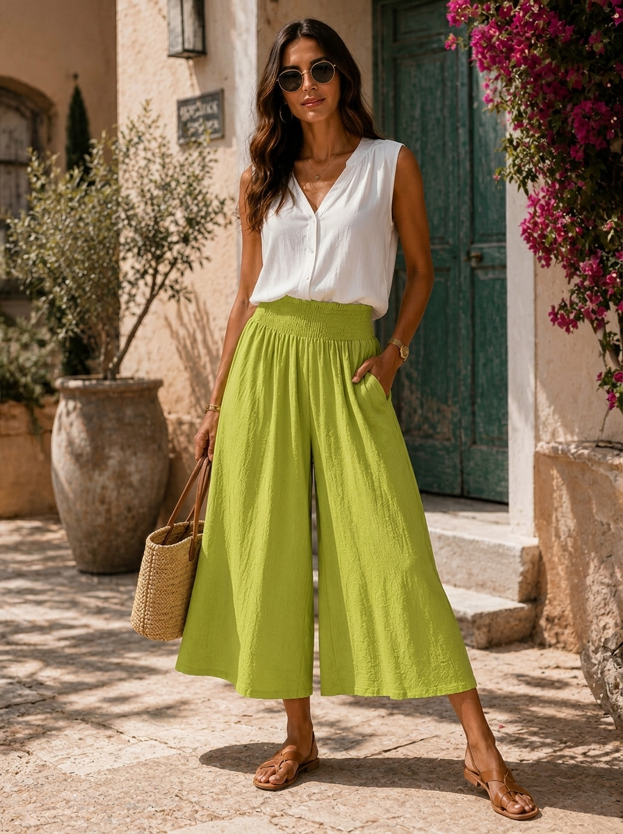 “ALLEGRA” Culottes Lime Green
