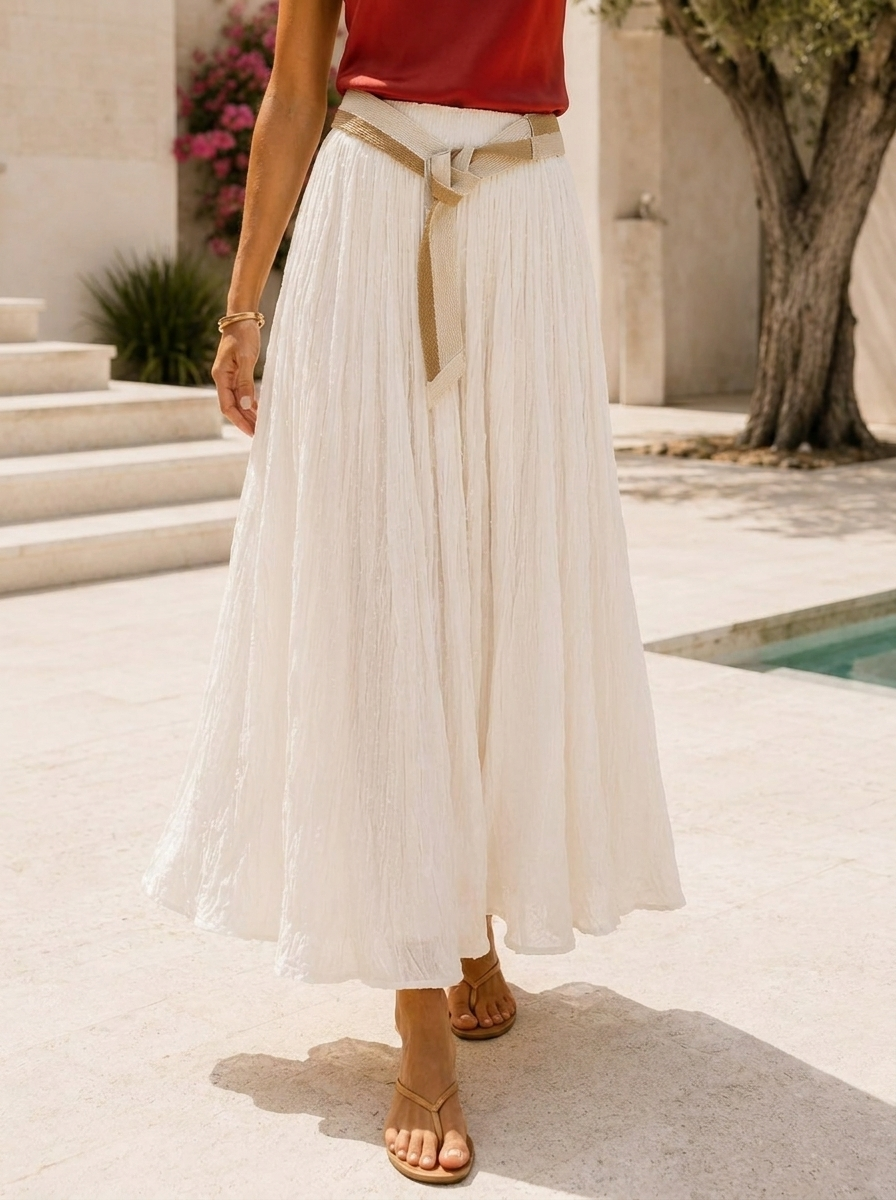 “ANNIE” Lightweight Maxi Skirt cream