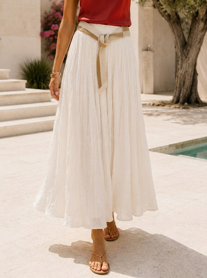 “ANNIE” Lightweight Maxi Skirt cream