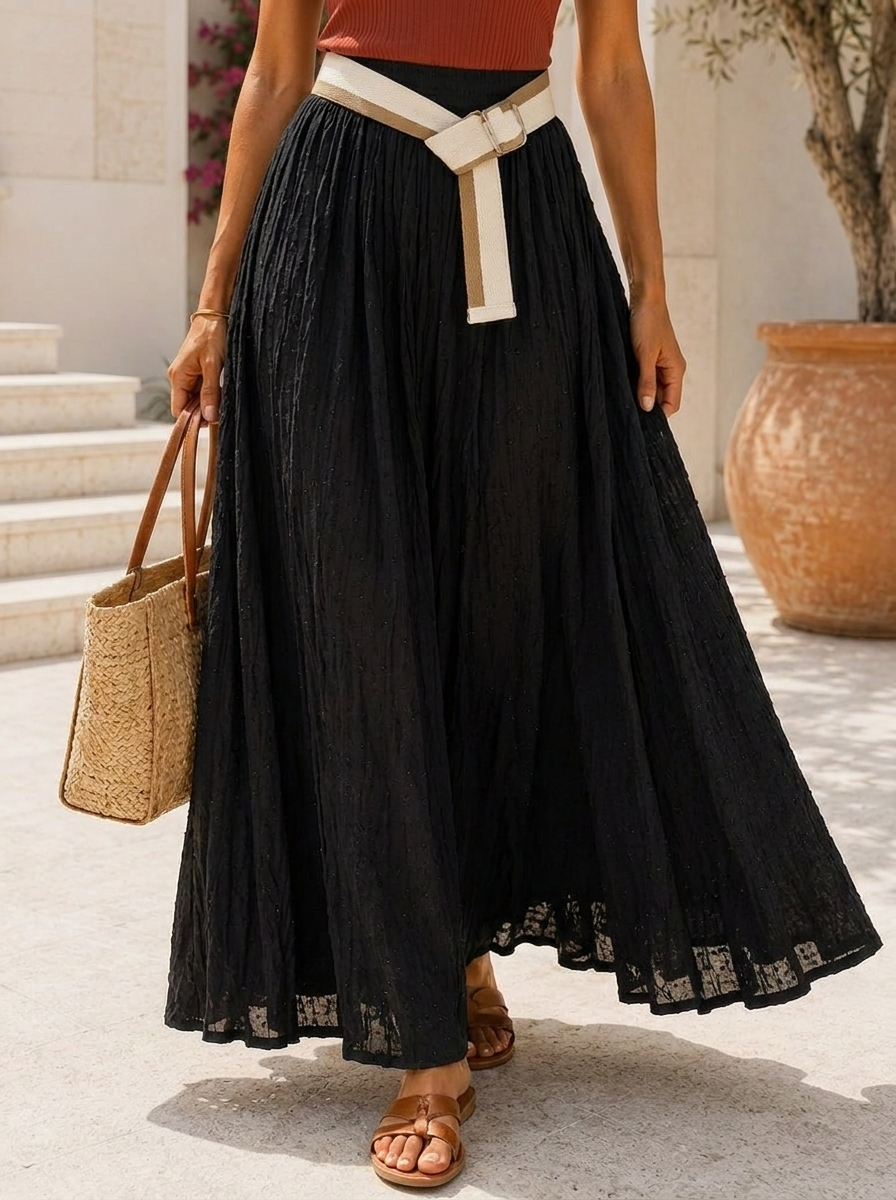 “ANNIE” Lightweight Maxi Skirt black