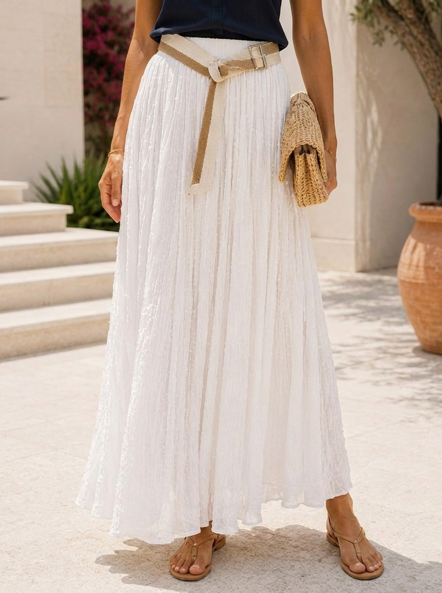“ANNIE” Lightweight Maxi Skirt white