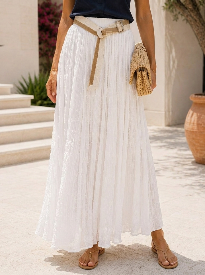 “ANNIE” Lightweight Maxi Skirt white