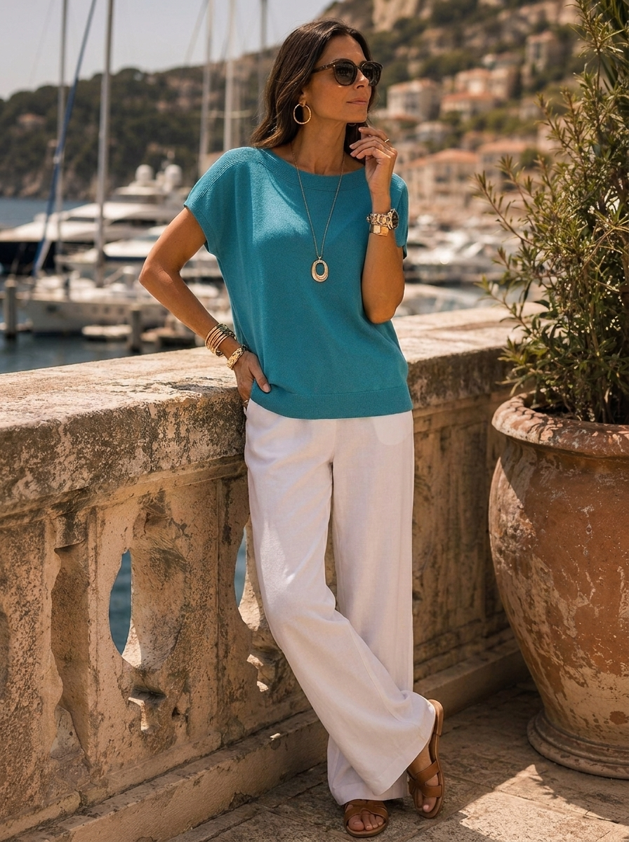 “ELLA” Fine Knit Top aqua