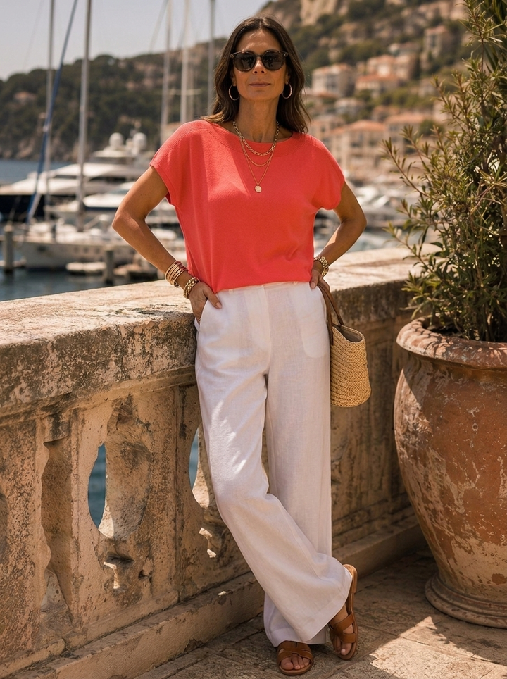 “ELLA” Fine Knit Top coral