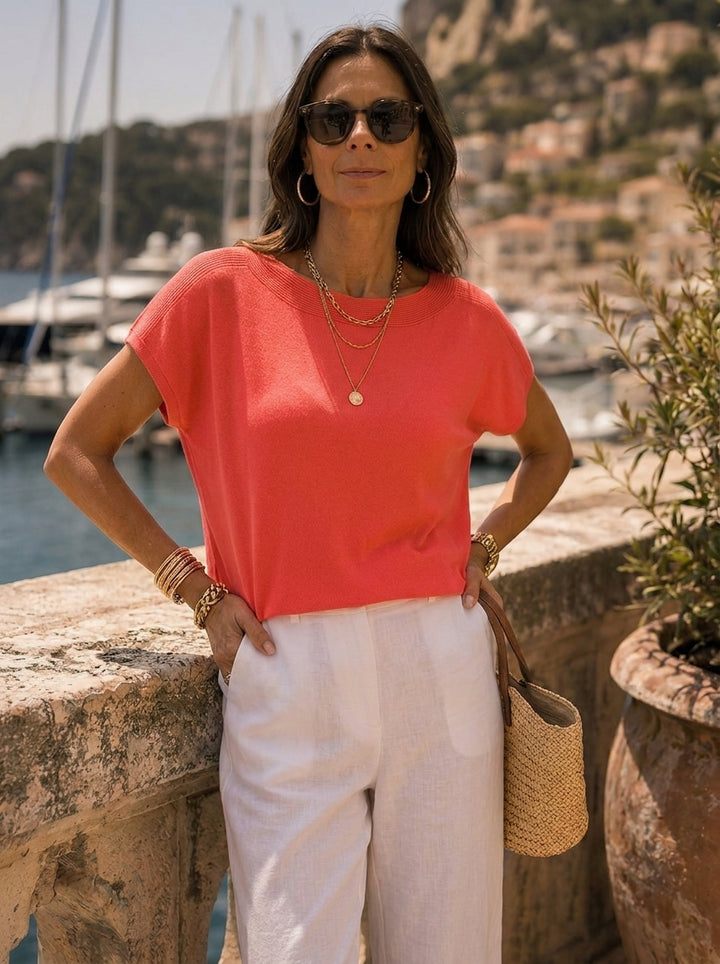 “ELLA” Fine Knit Top coral