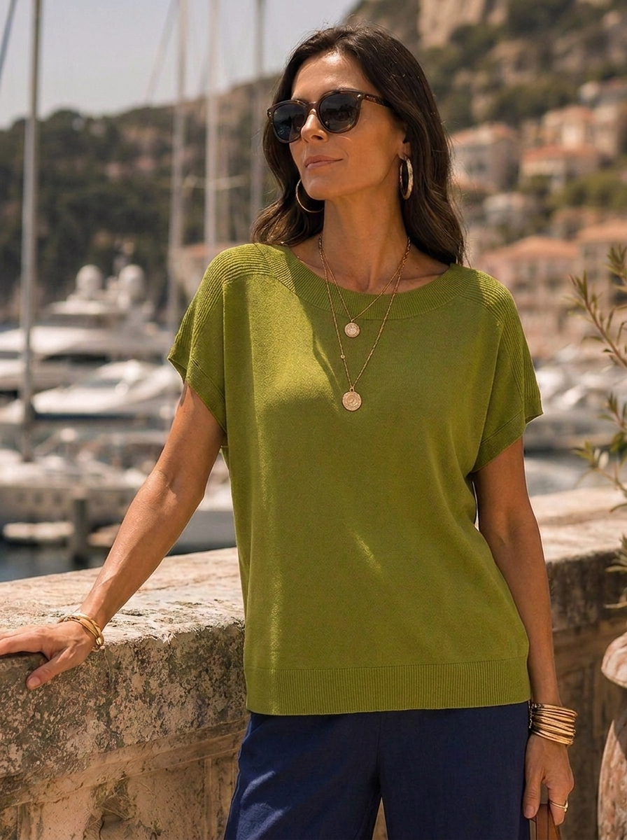 “ELLA” Fine Knit Top lime