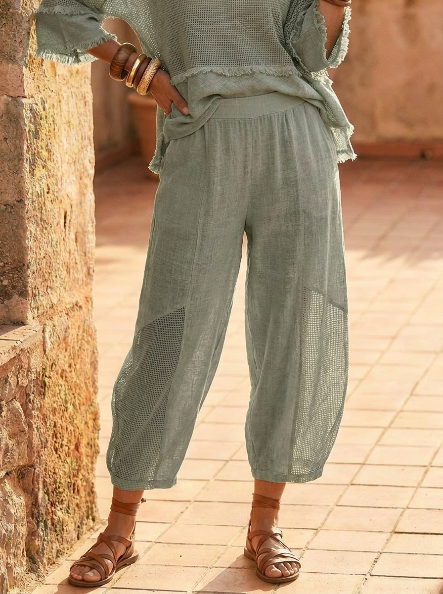 “ANNIE” Premium Cotton Barrell Trousers khaki green