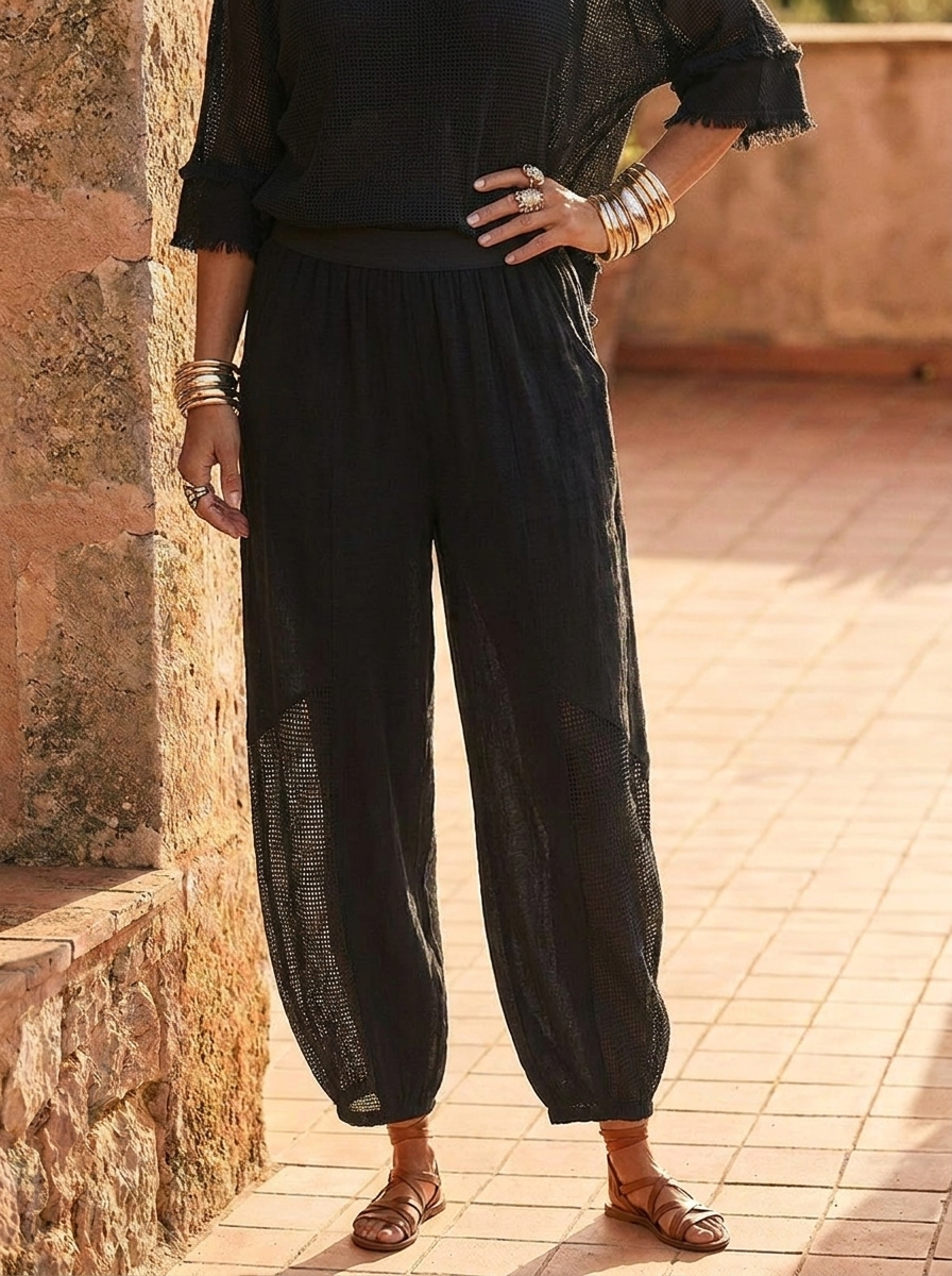 “ANNIE” Premium Cotton Barrell Trousers black