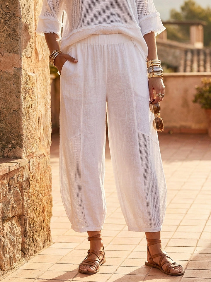 “ANNIE” Premium Cotton Barrell Trousers white