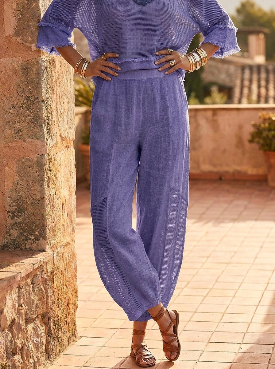 “ANNIE” Premium Cotton Barrell Trousers purple