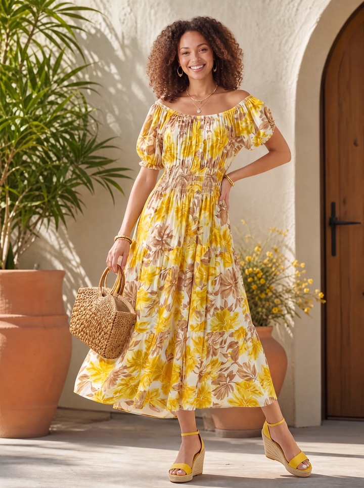 "MATILDA” Bordeaux Maxi Dress lemon