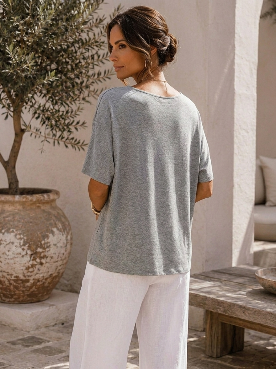“LUCIA” V-Neck Relaxed Fit Top