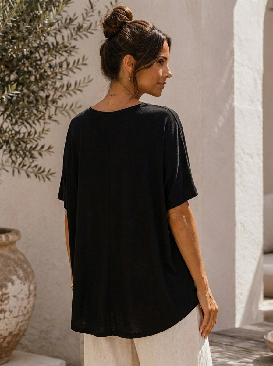 “LUCIA” V-Neck Relaxed Fit Top