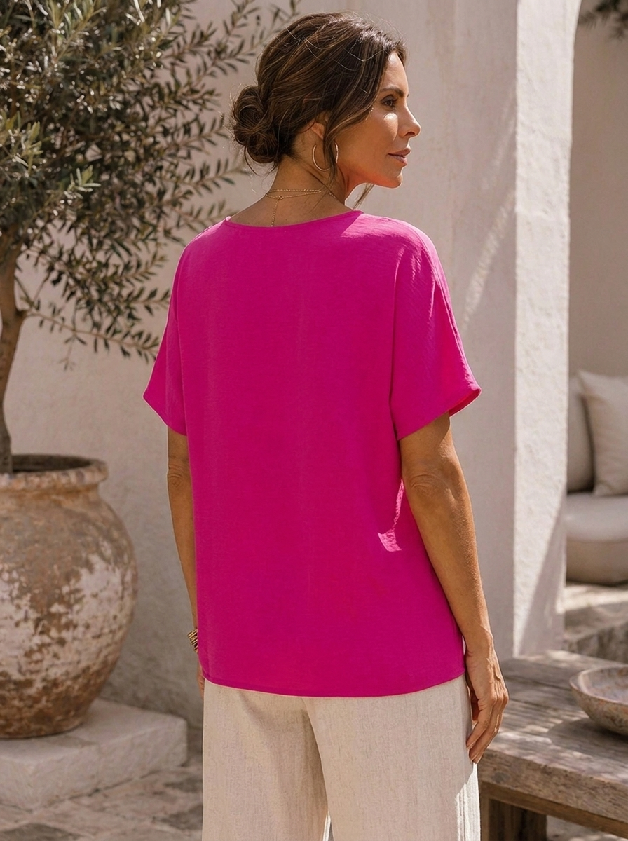 “LUCIA” V-Neck Relaxed Fit Top