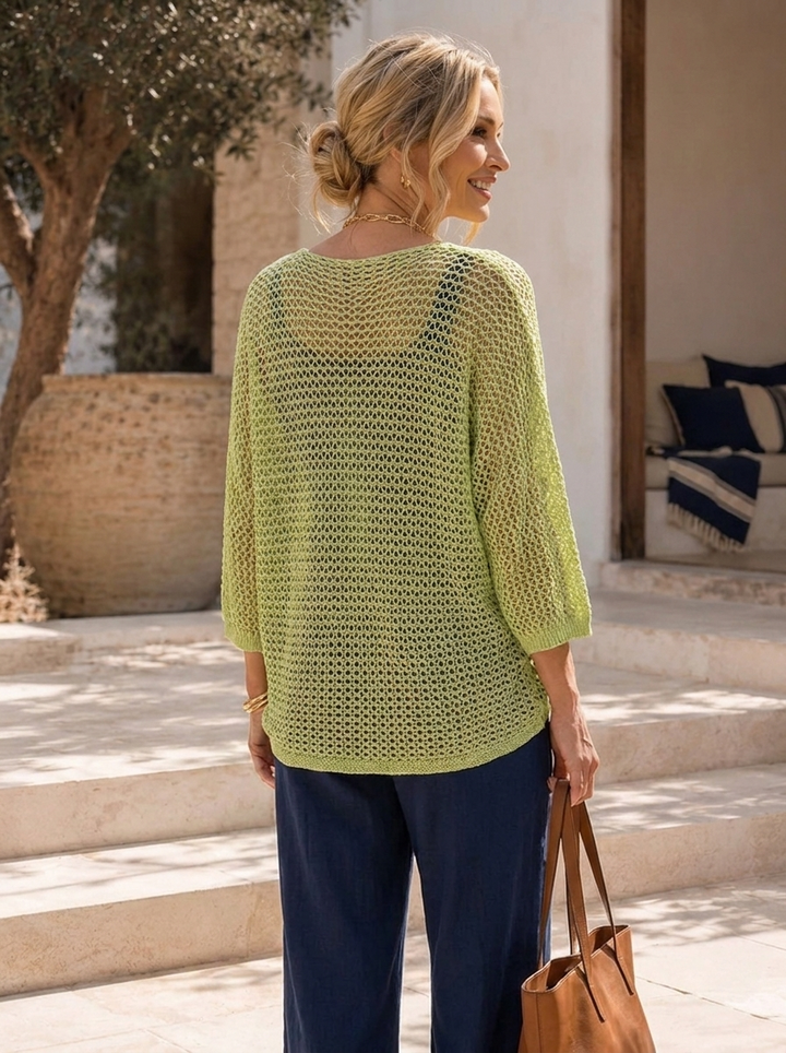 “SOPHIE” Butterfly Open Knit Layering Top