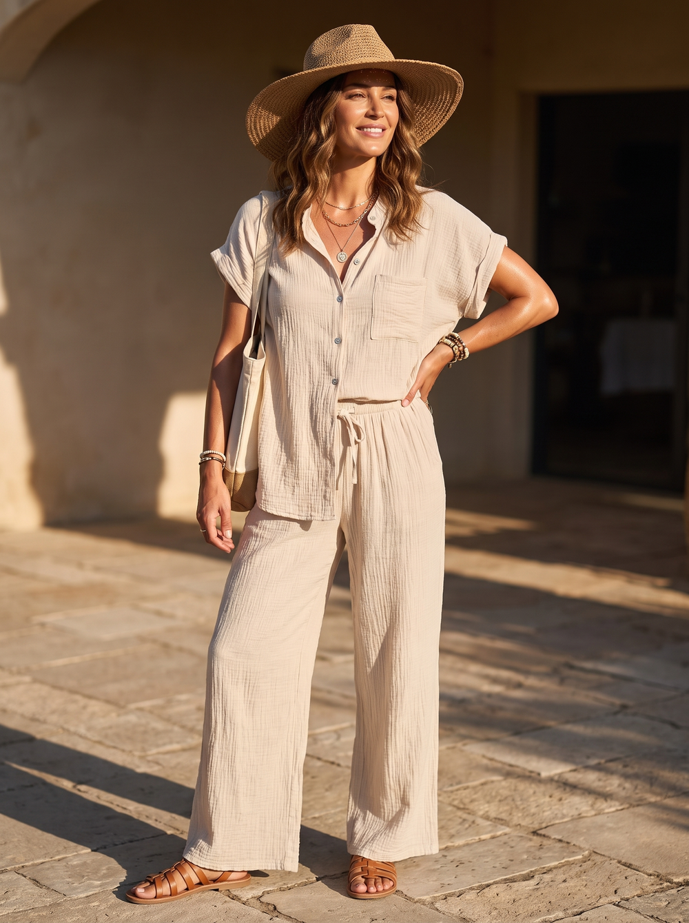 “ATHENA” Collection Textured Shirt/Blouse CREAM