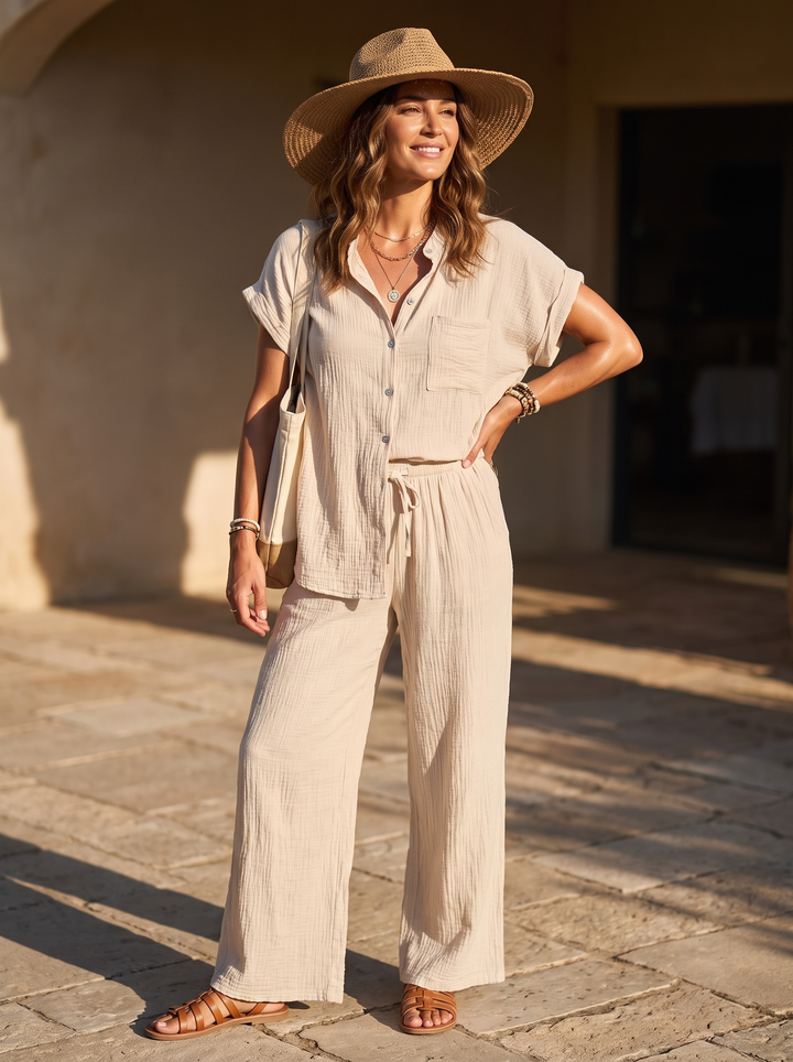 “ATHENA” Collection Textured Shirt/Blouse CREAM
