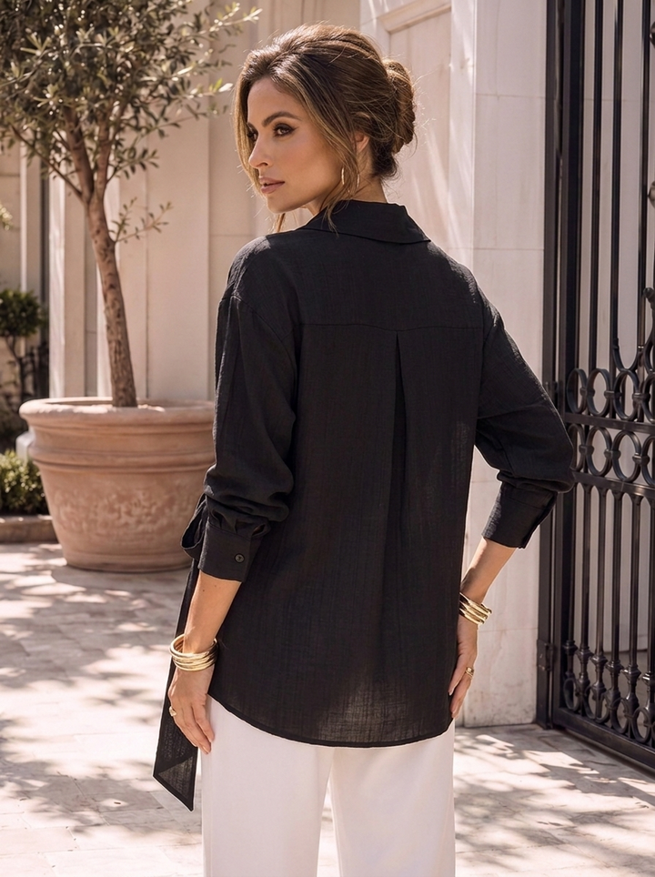 “YVONNE” Tie Front Shirt 