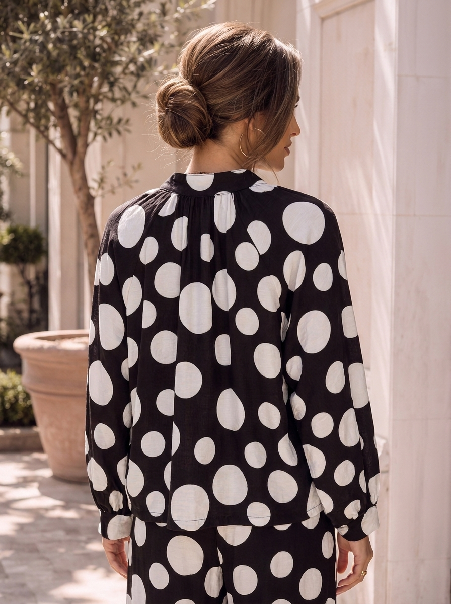 “MONICA” Collection Spot Print Relaxed Shirt