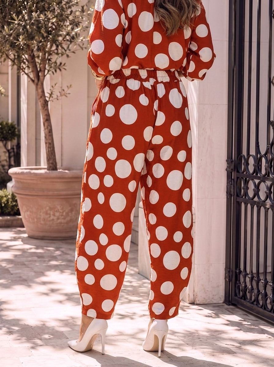 “MONICA” COLLECTION Spot Print Barrell  Trouser