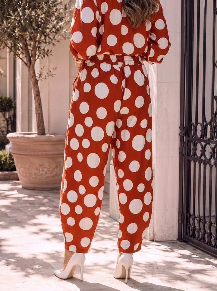 “MONICA” COLLECTION Spot Print Barrell  Trouser