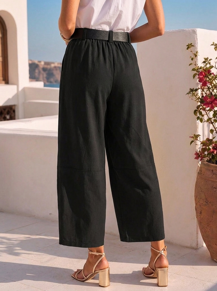 “GEORGIA” Pleated Wide Leg Trousers black