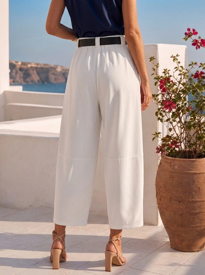 “GEORGIA” Pleated Wide Leg Trousers white