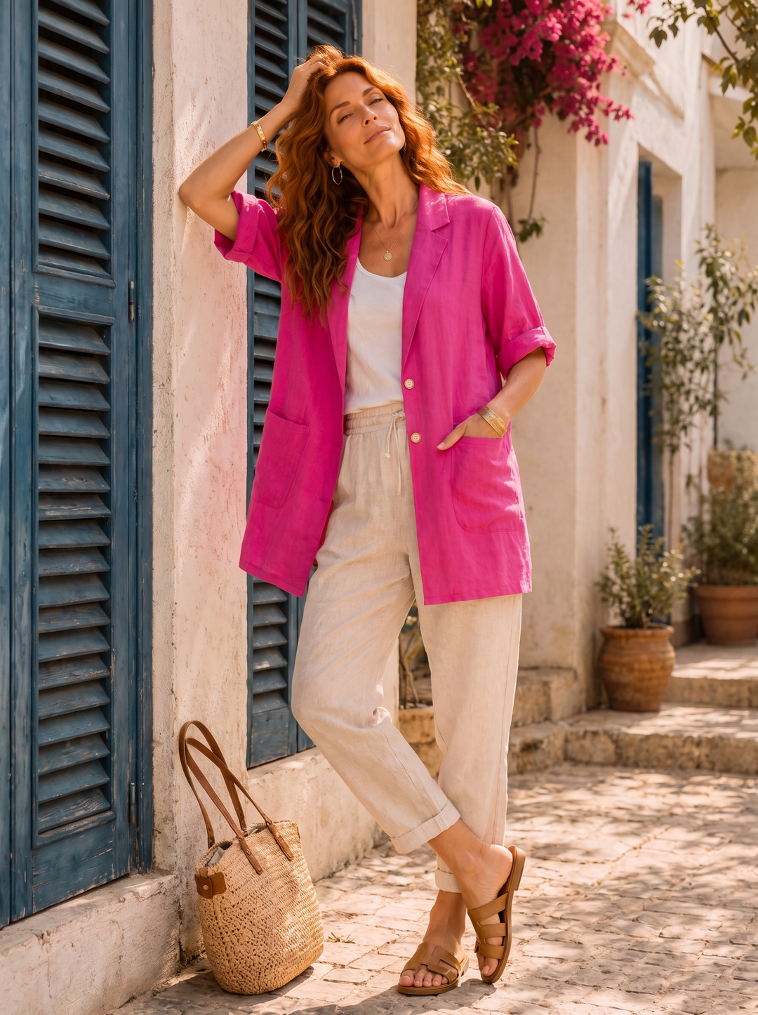 “VIOLET” Longline Relaxed Blazer pink