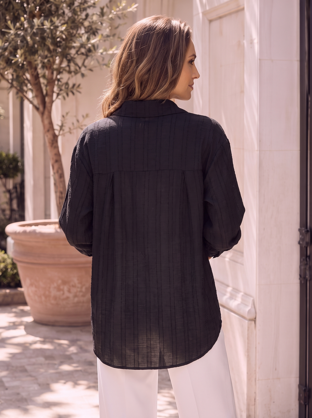 “FRANCES” Textured Relaxed Fit Shirt 