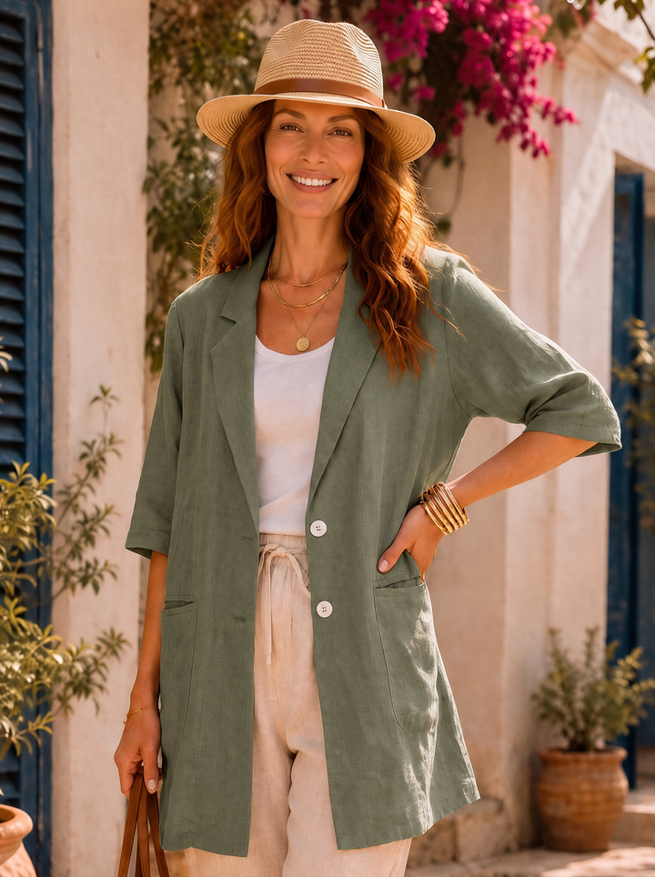 “VIOLET” Longline Relaxed Blazer khaki green 