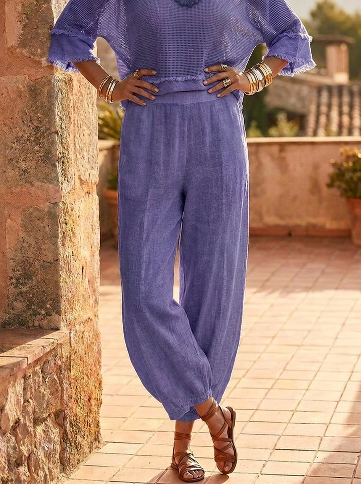“ANNIE” Premium Cotton Barrell Trousers purple
