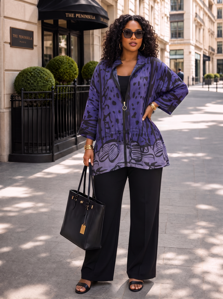 “MARIA” Animal Print Relaxed Jacket purple