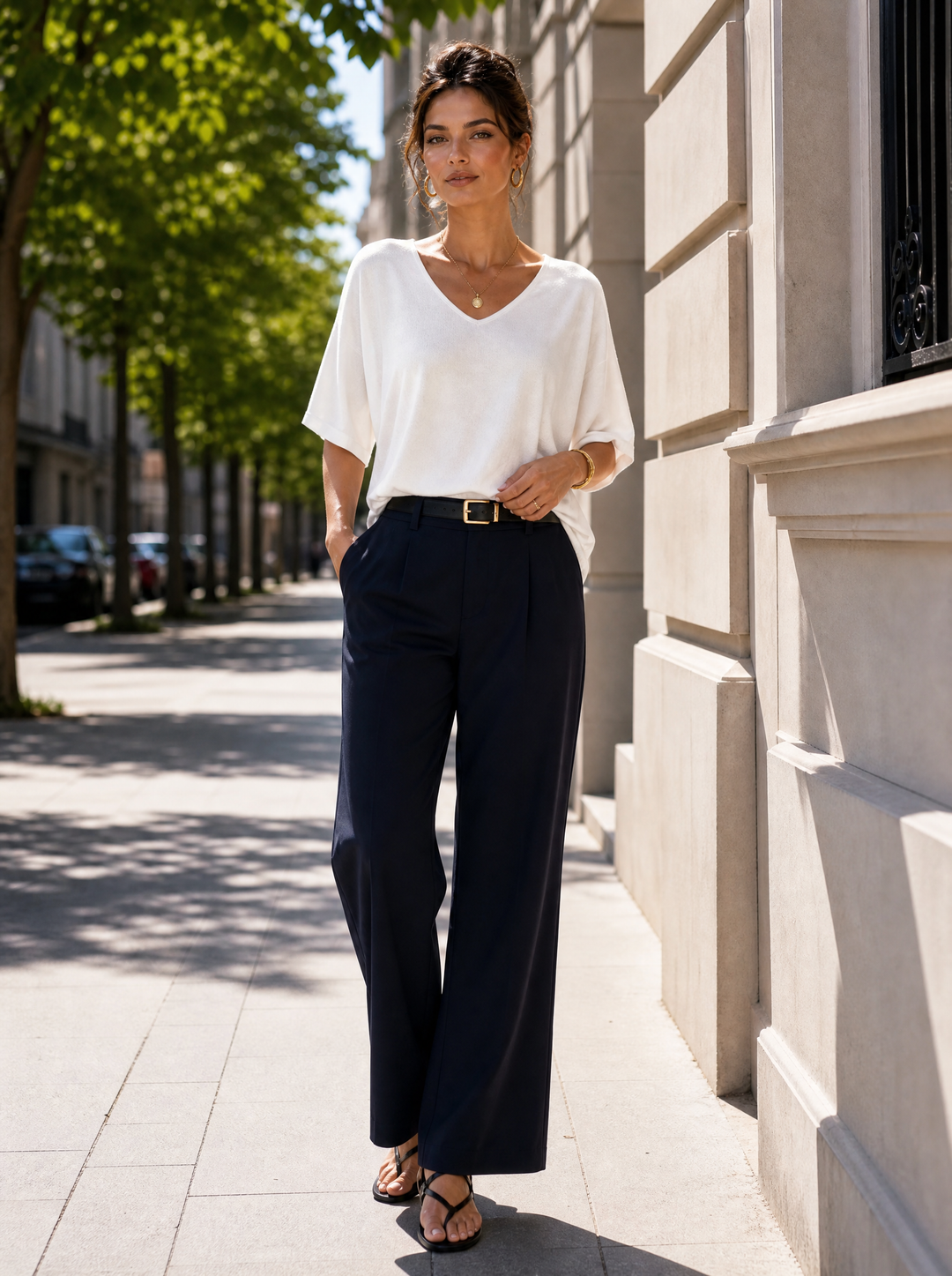 “ZOE” V-Neck Fine Knit white