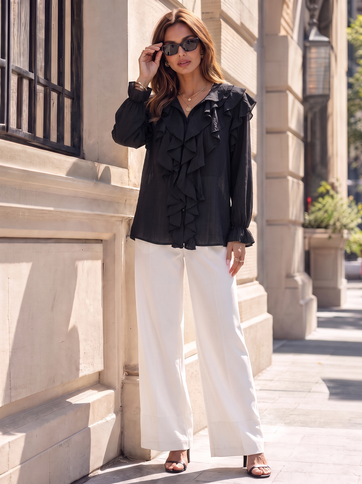 “SARA” Ruffle Blouse black