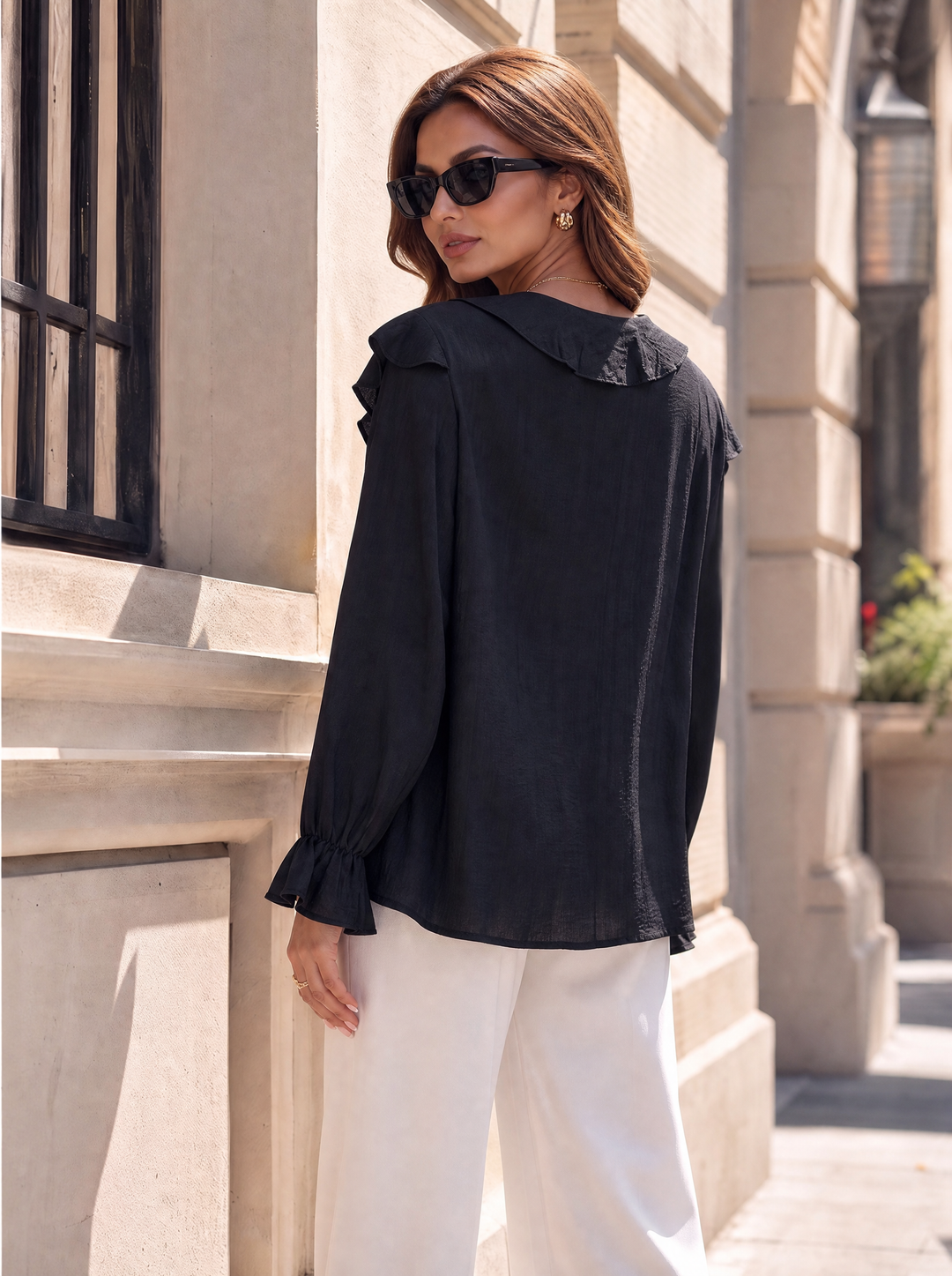“SARA” Ruffle Blouse black