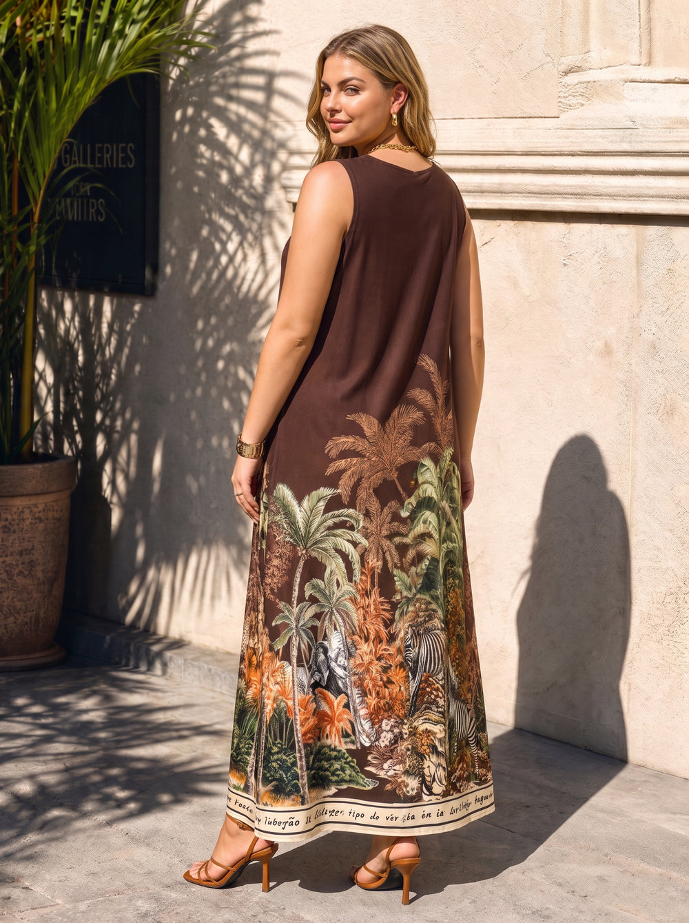 “LINA” Safari Print Maxi Dress