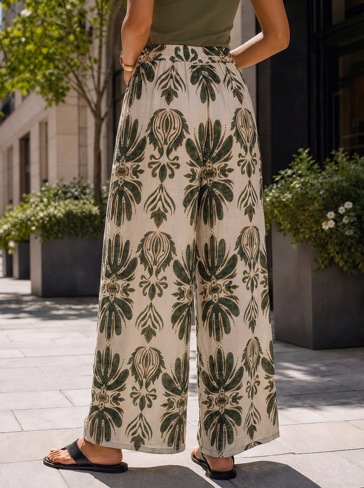 “KIA” Bontanical Print Wide Leg Trousers