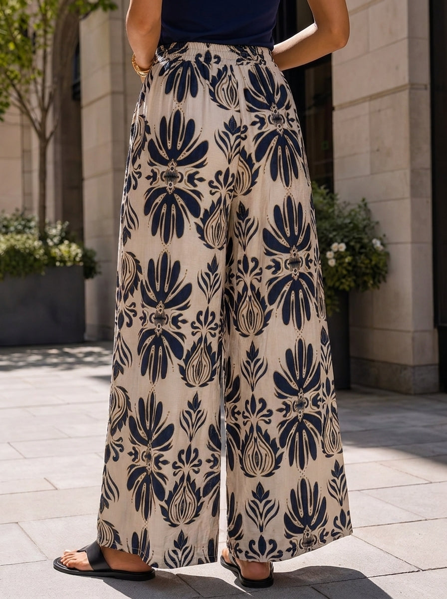 “KIA” Bontanical Print Wide Leg Trousers