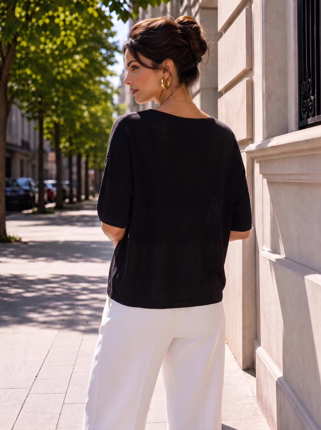 “ZOE” V-Neck Fine Knit black